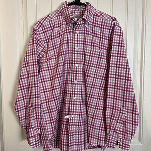 L.L. Bean Men's Wrinkle and Stain Resistant Long Sleeve Shirt Size M Red Tan